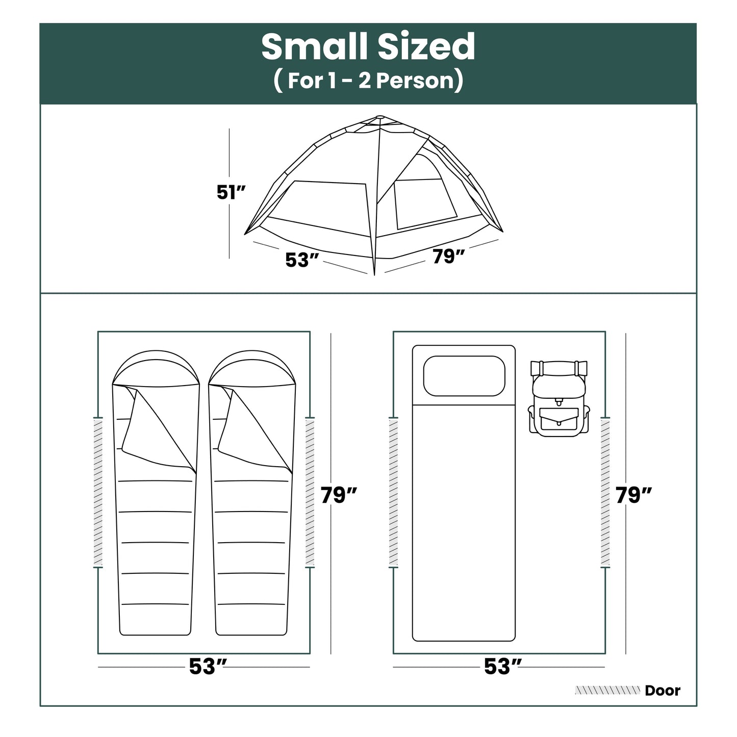 Small-Sized 3 Secs Tent + FREE Camping Tarp (For 1-2 Person, US)