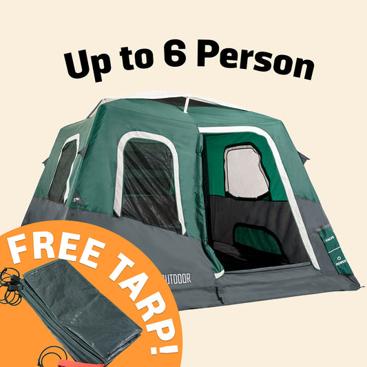 Large-Sized 2-Step Cabin Tent + FREE Camping Tarp (Up To 6 Person)