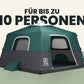 Extragroßes 2-Schritt-Kabinenzelt + KOSTENLOSE Camping-Plane (für bis zu 10 Personen, DE).