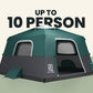 Extra Large-Sized 2 Step Cabin Tent + FREE Camping Tarp (Up To 10 Person, EU).